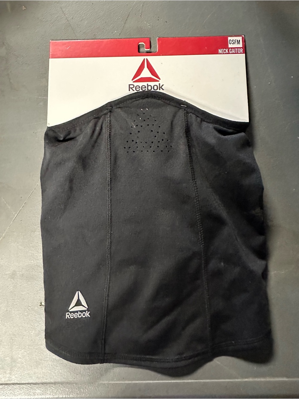 Reebok Black Neck Gaiter with Red Accent Packaging